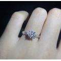 With Certificate 18K White Gold Rings for Women 2.0ct Round Cut Zirconia Diamond Solitaire Ring Wedding Band Engagement Bridal