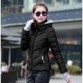 2022 Fashion Autumn Winter Solid Color Teenager Girls Hooded Cotton Lining Coat with Gray Glove Sleeve Young Lady Warm Jackets
