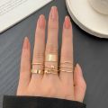 Black Punk Ring Simple Design Vintage Gold Silver Color Joint Rings Sets for Women Jewelry Ring
