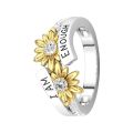 I AM E-NOUGH Fashion English Ring, Ring With Diamond Bicolor Daisy For Women Teens Girls Hypoallergenic Size 5-11 Jewelry