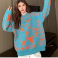 Sweater Cartoon Pattern Loose Autumn and Winter Pullover Korean Version Round Neck Long Sleeve Knitted Top All-match Women