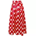 Vintage Zipper High Waist Polka Dots Printed Maxi Skirt Fall Casual Elegant Women Long Skirt Black/Blue/Red Pleated Skirt