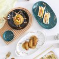 gold series luxury simple frosted ceramic restaurant hotel home plate Western steak fruit soup plate dishes and plates sets