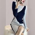 2022 Autumn and Winter New Slim Bottoming Knitted Dress Women's French Hepburn High-end Light Luxury Design Niche Waist Dress