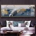 Modern Luxury Golden Feathers Gold Foil Deer Canvas Painting Wall Art Abstract Nordic Posters Prints for Living Room Decoration