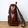 NZPJ Leather Men's Backpack European and American Fashion Travel Bag Vintage Head First Layer Cowhide Leisure Backpack