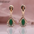 PATAYA Exclusive Design 585 Rose Gold Color Drop Earrings Horse Eye Rhombus Natural Zircon Earrings Women Wedding India Jewelry