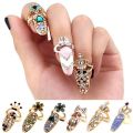 Rhinestone Fingernail Bowknot Nail Ring Charm Crown Flower Crystal Finger Nail Rings For Women Lady Protective Fashion Jewelry