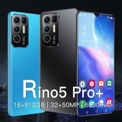 New 2021 Rino5 Pro+ Smartphones 6.7 Inch 16+512GB Face Fingerprint Unlock 32+50MP 10 Core 6800 mAh Andriod Cellphone MTK6889