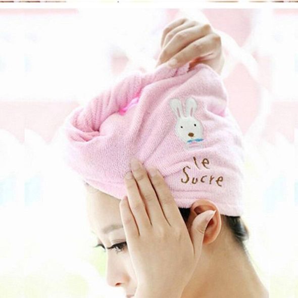 Cartoon Rabbit Hair Dryer Cap Towel Cover Quick-drying Hair Turban Wrapped In Microfiber Bath And Dry Cute Children Adults