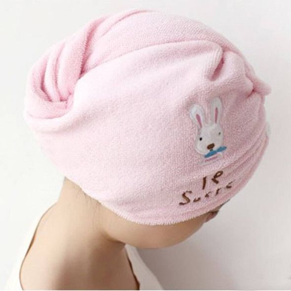 Cartoon Rabbit Hair Dryer Cap Towel Cover Quick-drying Hair Turban Wrapped In Microfiber Bath And Dry Cute Children Adults