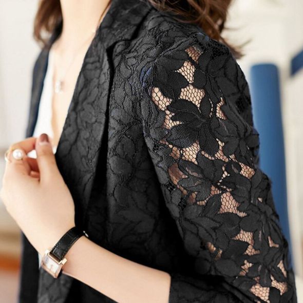 Blazers Women Summer New Elegant All-match Single Button Leisure Comfortable Ulzzang Trendy Lace M-6XL Clothing Solid Hot Sale