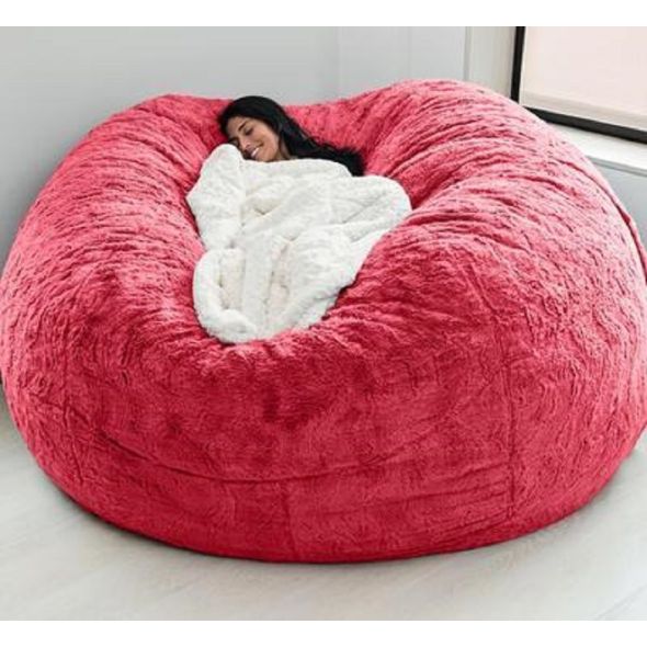 Dropshipping Giant Fur Bean Bag Cover Big Round Soft Fluffy Faux Fur BeanBag Lazy Sofa Bed Cover Living Room Furniture