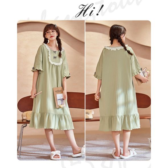 Lolita Dress Women Princess Sweet Sleepwear Green Fairy Night Dress Victorian Nightgown Kawaii Nightdress Cute Loungewear M-3XL