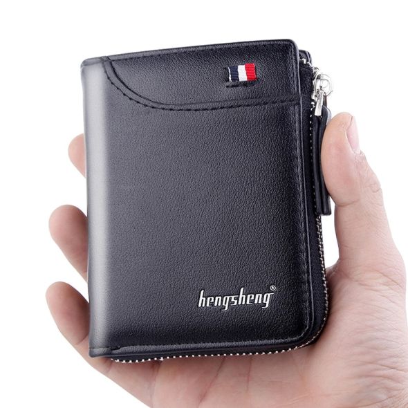 Wallet for Men Short Casual Carteras Business Foldable Wallets PU Leather Male Billetera Hombre Luxury Small Zipper Coin Purse