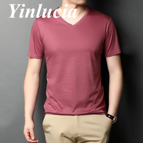 2022 New Men T-shirt Soild Color Mercerized Cotton Tee Simple T Shirt Street Casual Loose Sports Quick Dry All-Match Summer