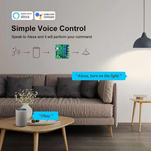 Tuya WIFI Smart Home Light Switch Module,4CH Universal Breaker,110V 220V,4 Channel Relay,Alexa Google Alice RF433 Remote Control