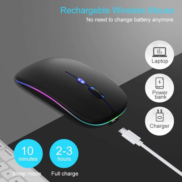 Wireless Mouse USB Rechargeable Bluetooth-compatible RGB Mouse Silent Ergonomic Mouse With Backlight For Laptop PC ipad