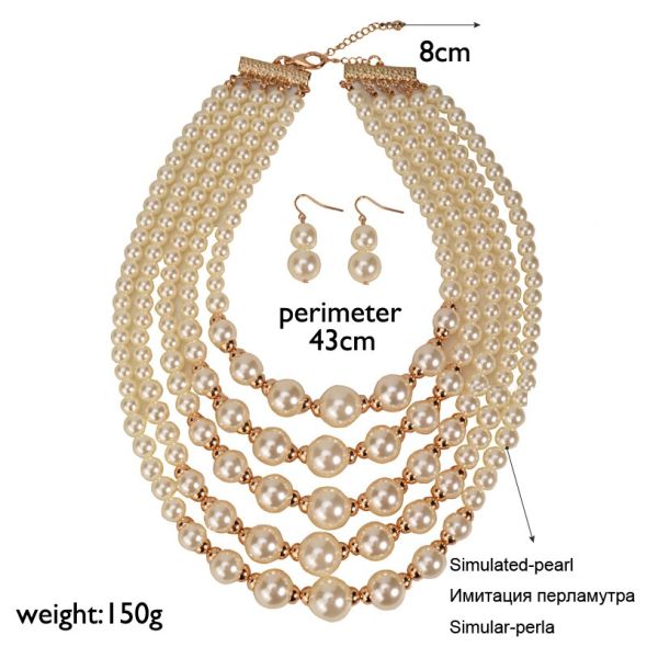 online shopping india simulated Pearl making chocker 2016 Fashion African Beads Jewelry Set statement necklace set  for women