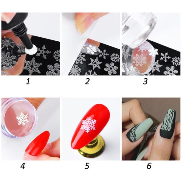 1 Set Double Head Clear Soft Silicone French Nail Stamper With Scraper Set UV Gel Polish Transfer Painting Model Manicure Tools