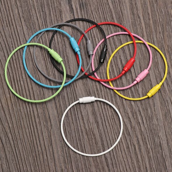 10PCs School Stationery Office Supplies Key Stainless Steel Wire Keychain Cable Key Ring for Outdoor Hiking Tool New Desk Sets
