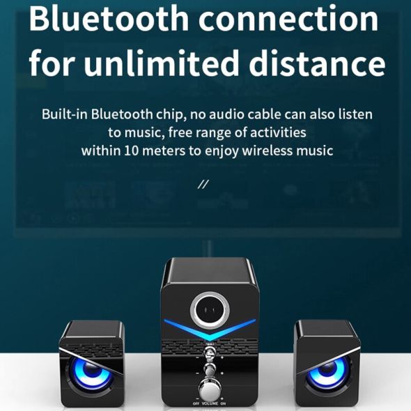 Bluetooth Speaker Computer Speakers Sound Box Desktop Soundbar Bass Home Theater Blue Light Subwoofer Caixa De Som Bluetooth
