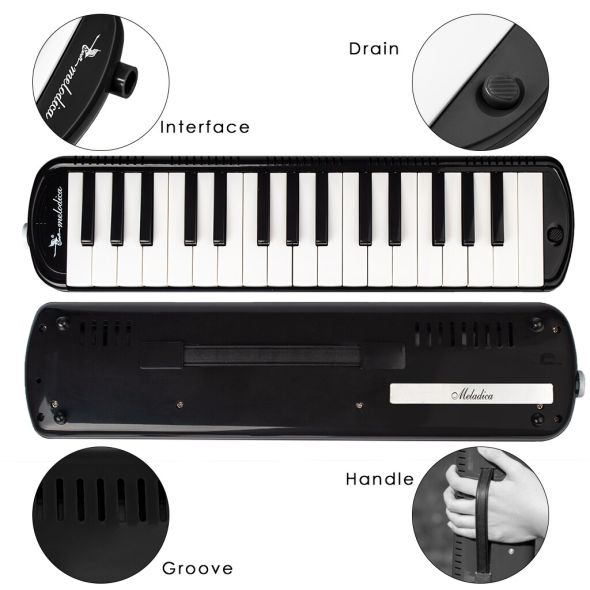 NAOMI 32 Keys Melodica Mouth Organ With Blowpipe And Mouthpiece Musical Instrument Air Piano Keyboard For Child Beginners Adult