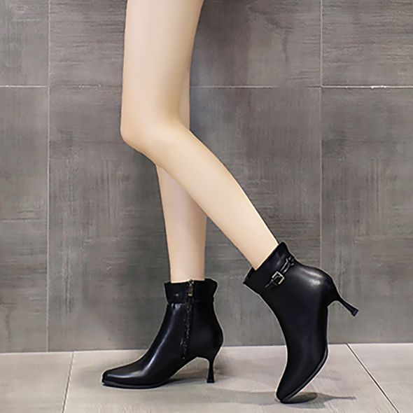 Short Boots Women 2022 New Autumn And Winter Thin Heel Shoes Sexy Black Stiletto Pointed High Heels Boots Chelsea Boots Size 43