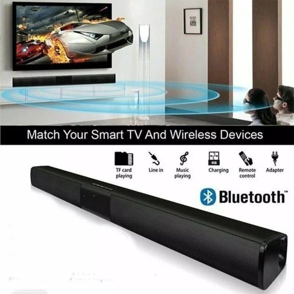 Wireless Bluetooth Sound Bar Speaker System TV Home Theater Soundbar Subwoofer Remote Control for PC Mac PS4 PS5 Smart Phone