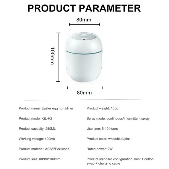 250ml Mini Air Humidifier Humidificador USB Portable Essential Oil Diffuser Aroma Mist Maker LED Light Humidifier for Home Car