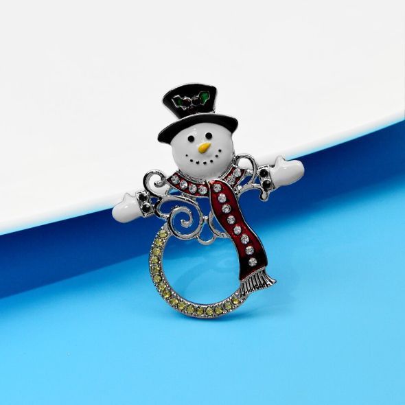 CINDY XIANG Wear Scarf Snowman Brooch Winter Fashion Pin Rhinestone And Enamel Jewelry Festival