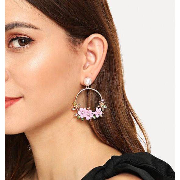 Vintage Boho India Ethnic Water Drip Hanging flower Dangle Drop Earrings for Women Female New Wedding Party Jewelry Accessories