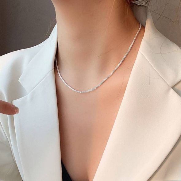 2021 Popular Silver Colour Sparkling Clavicle Chain Choker Necklace Collar For Women Fine Jewelry Wedding Party Birthday Gift