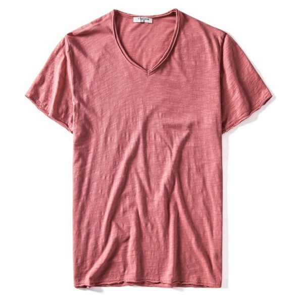 GustOmerD Brand Quality T shirt Men's V-neck Slim Fit Pure Cotton T-shirt Fashion Short Sleeve T shirt Men's Tops Casual Tshirt