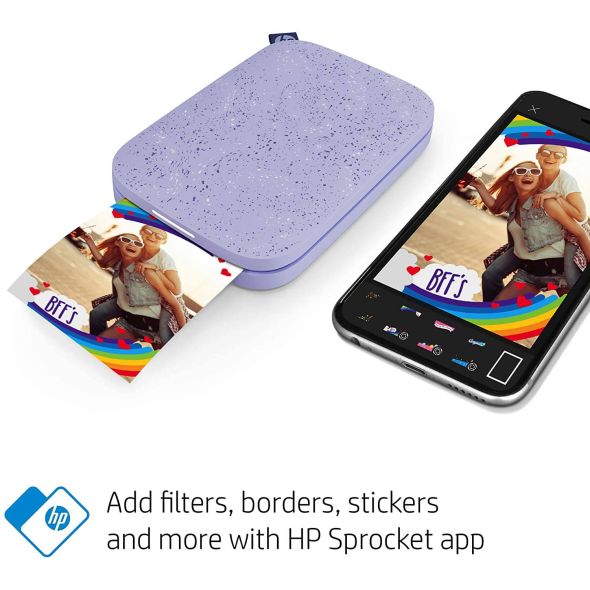 HP Sprocket Portable 2x3 "Instant Photo Printer Sticker Print Pictures on Zink Sticky-Backed Paper iOS & Android Device