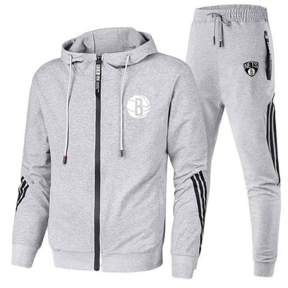 spring and autumn sportswear men's sets hoodie jogging pants 2-piece fitness sportswear Brooklyn Nets team printing basketball