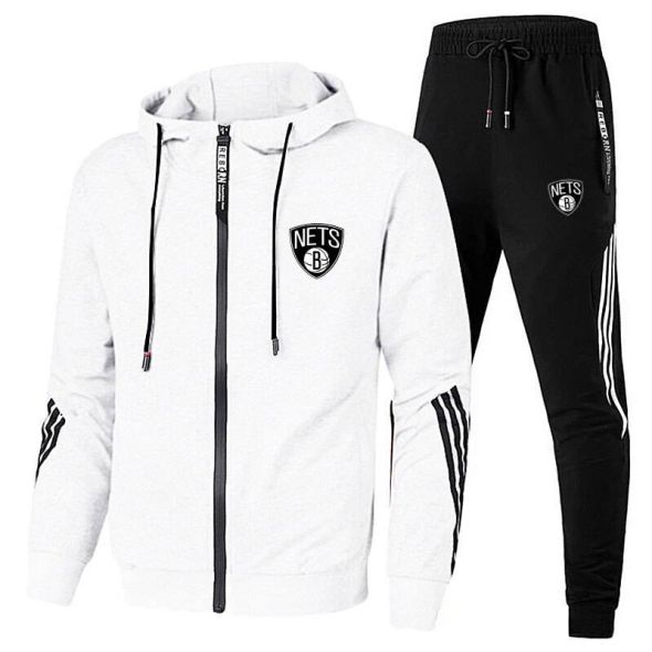 spring and autumn sportswear men's sets hoodie jogging pants 2-piece fitness sportswear Brooklyn Nets team printing basketball